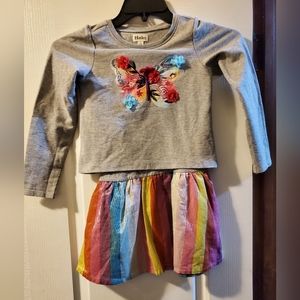 Hatley Floral Metallic Frop Waist Butterfly Dress Girls Size 7